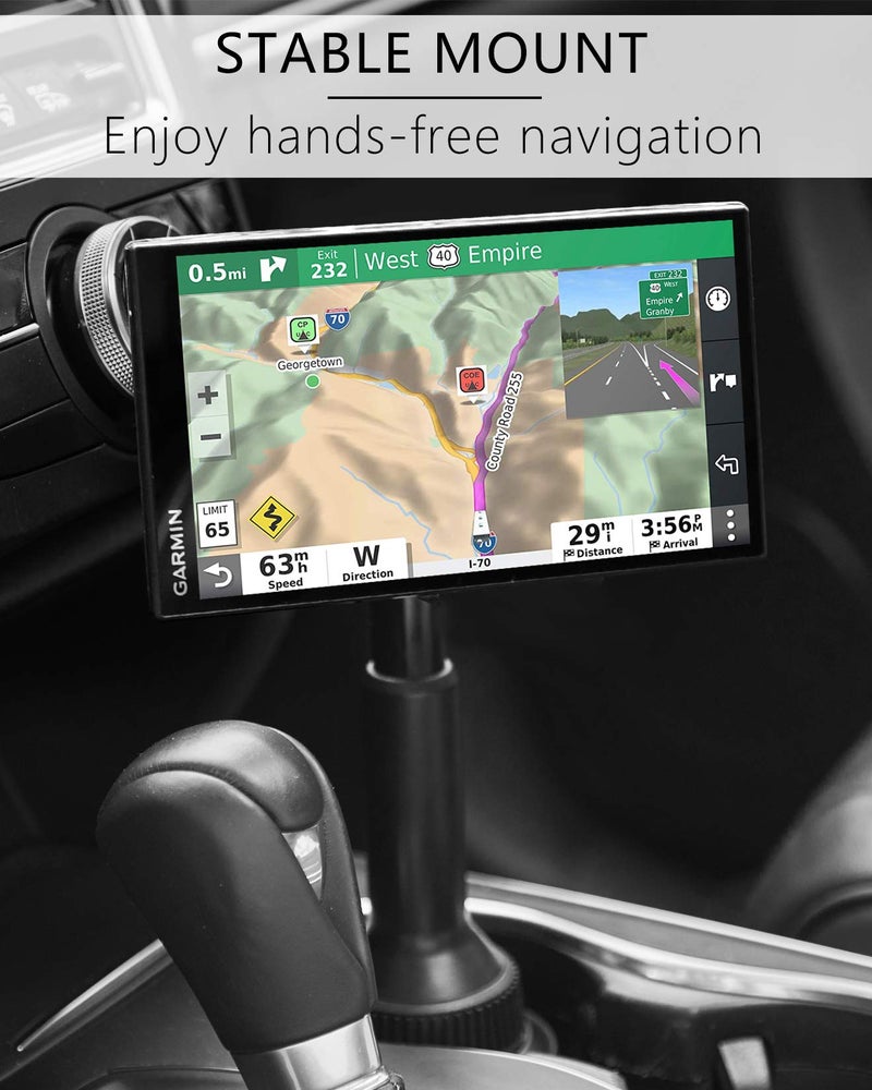 1Zero Solid GPS Cup Holder Mount for Garmin [Adjustable Arm], Replacement Car Truck Cupholder Ball Mount Compatible with Garmin Nuvi Drivesmart RV Dezl Drive Zumo Driveassist DriveLuxe Navigator - Image 3